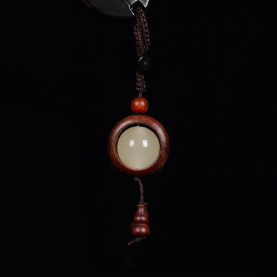 Porte-clés gourde porte-bonheur lumineux en bois de santal rouge, bois d'ébène et bois de santal vert Foviel