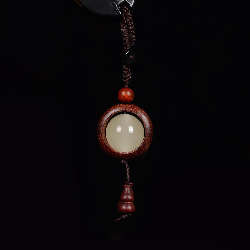 Foviel Red Sandalwood Ebony Wood Green Sandalwood Luminous Lucky Bead Gourd Peace Key Chain