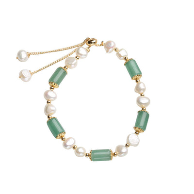Buddha Stones Green Aventurine Pearl Pink Crystal Bead Luck Bracelet Bracelet BS main