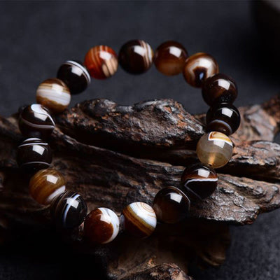 Buddha Stones Tibetan Sardonyx Happiness Positive Bracelet Bracelet BS 6