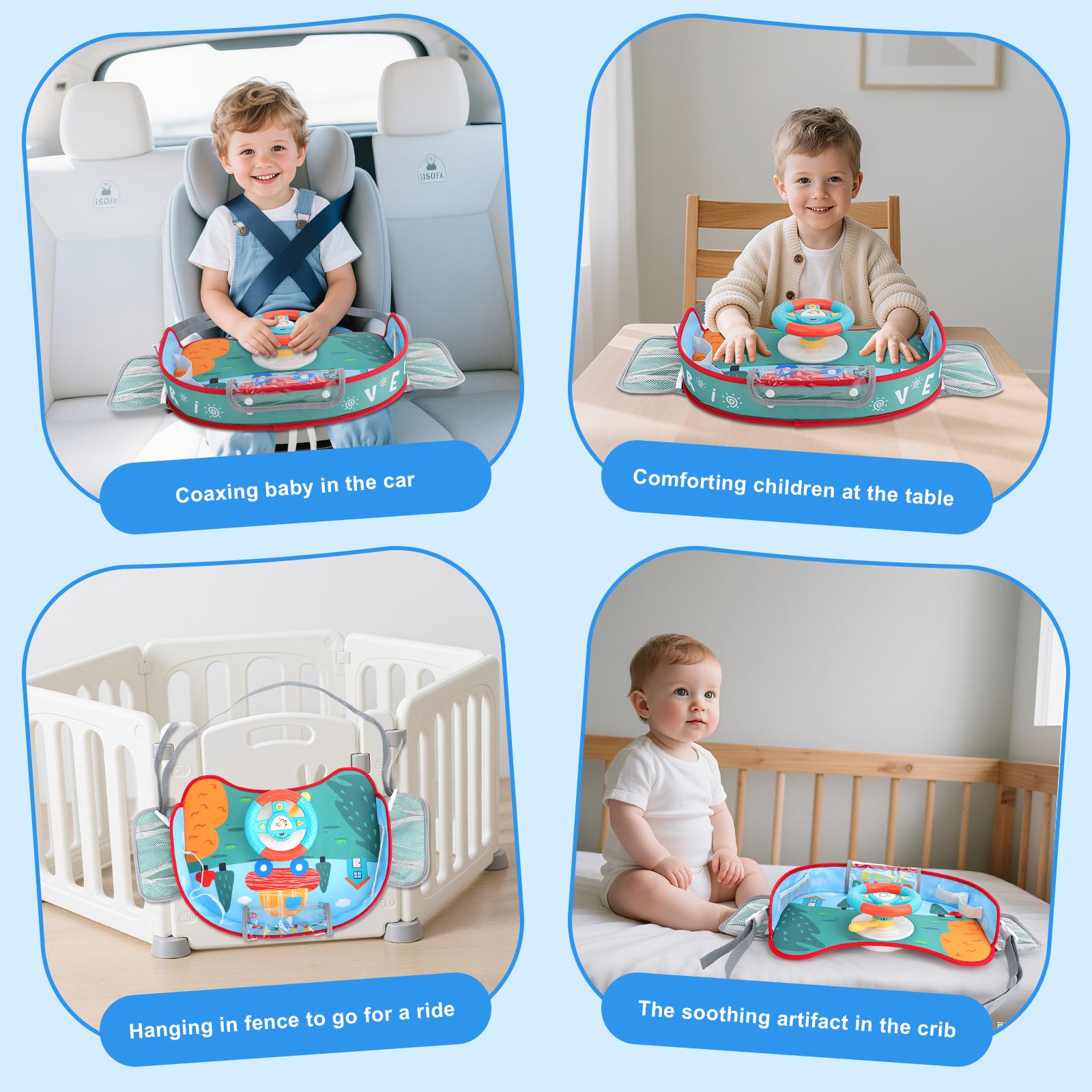 Volante de juguete para niños con luces y música, juego interactivo de simulación de conducción para niños pequeños, entretenimiento de viaje con bocina y cambio de marchas, divertido regalo para niños y niñas.