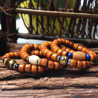 Foviel Tibetan Bone Beads Om Mani Padme Hum Strength Bracelet