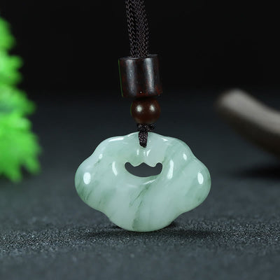 Buddha Stones Tianshan Jade Golden Silk Jade Chinese Lock Charm Abundance Necklace Pendant 3