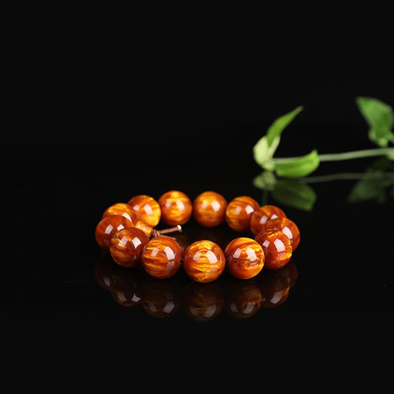 Buddha Stones Golden Sea Willow Success Positive Bracelet Mala Bracelet BS 4