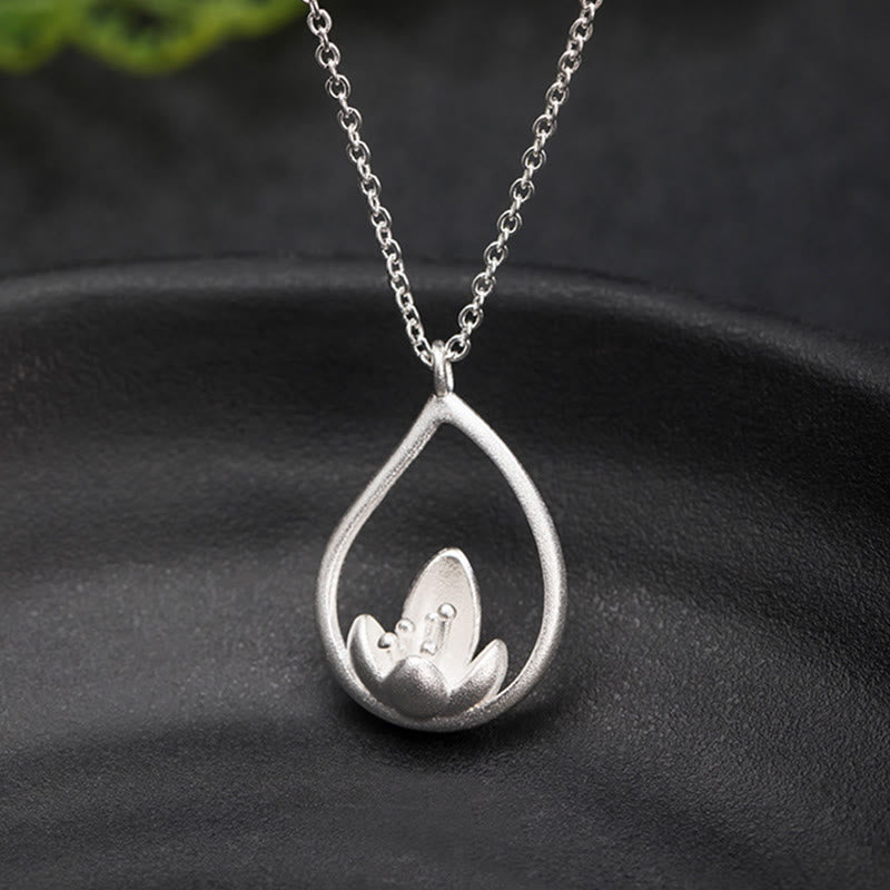 Buddha Stones 925 Sterling Silver Lotus Flower Floral Enlightenment Necklace Pendant Necklaces & Pendants BS 6