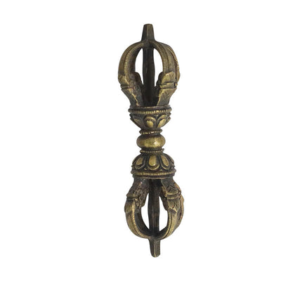 Buddha Stones Handmade Nepal Five Prong Three Prong Vajra Dorje Strength Copper Decoration Dorje BS 12