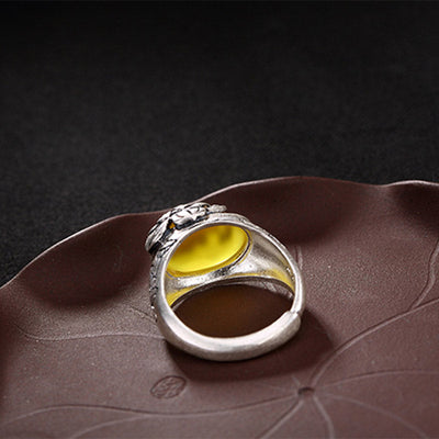 Foviel Citrin Lotus Segensschutz Verstellbarer Ring