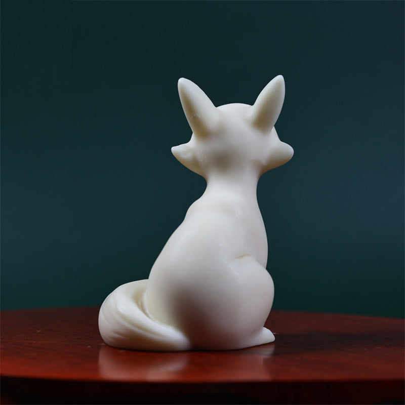 Buddha Stones Mini Nine-tailed Fox Ivory Fruit Protection Home Decoration Decorations BS 5