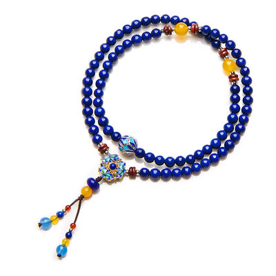 Buddha Stones Lazurite Yellow Agate Positive Bracelet - image 7