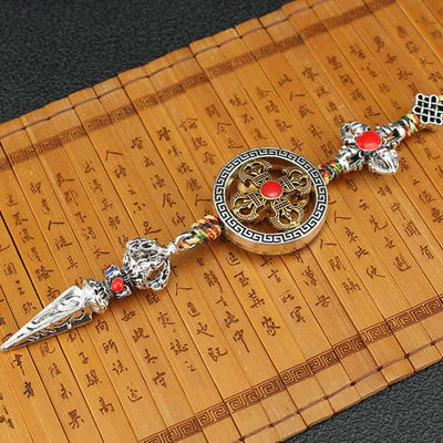 Buddha Stones Tibet Om Mani Padme Hum Vajra Dorje Spiritual Car Hanging Decoration Car Hanging Decoration BS 7