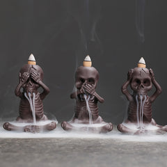 Buddha Stones Little Skull Ghost Purple Clay Backflow Smoke Fountain Peace Incense Burner Decoration Incense Burner BS main