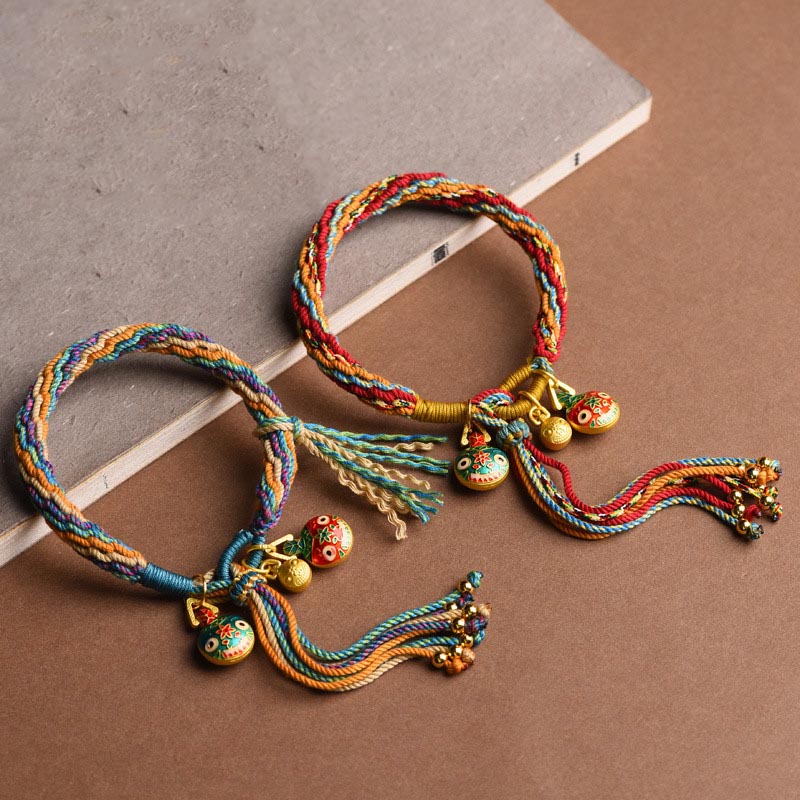 Buddha Stones Gold Swallowing Beast Family Luck Reincarnation Knot Braid Colorful String Bracelet Bracelet BS main