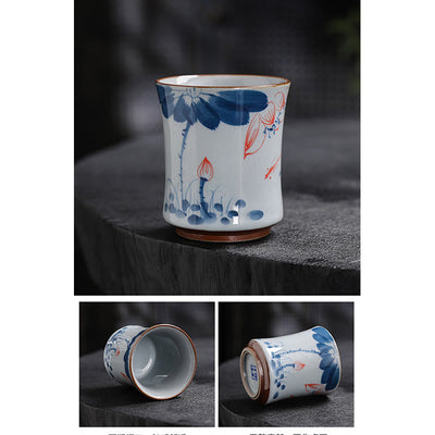 Buddha Stones Lotus Flower Leaf Bamboo Ceramic Teacup Kung Fu Tea Cups Cup BS 17