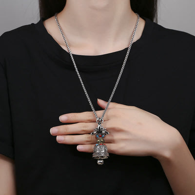Buddha Stones Tibetan Om Mani Padme Hum Dorje Vajra Bell Strength Necklace Pendant Necklaces & Pendants BS 4