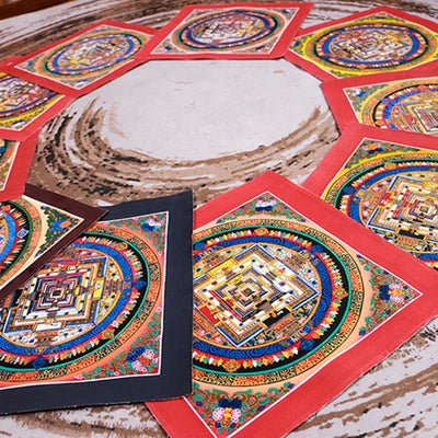Buddha Stones Tibetan Handmade Thangka Mandala Painting Blind Box Random Color Pattern Tibetan Thangka BS 9