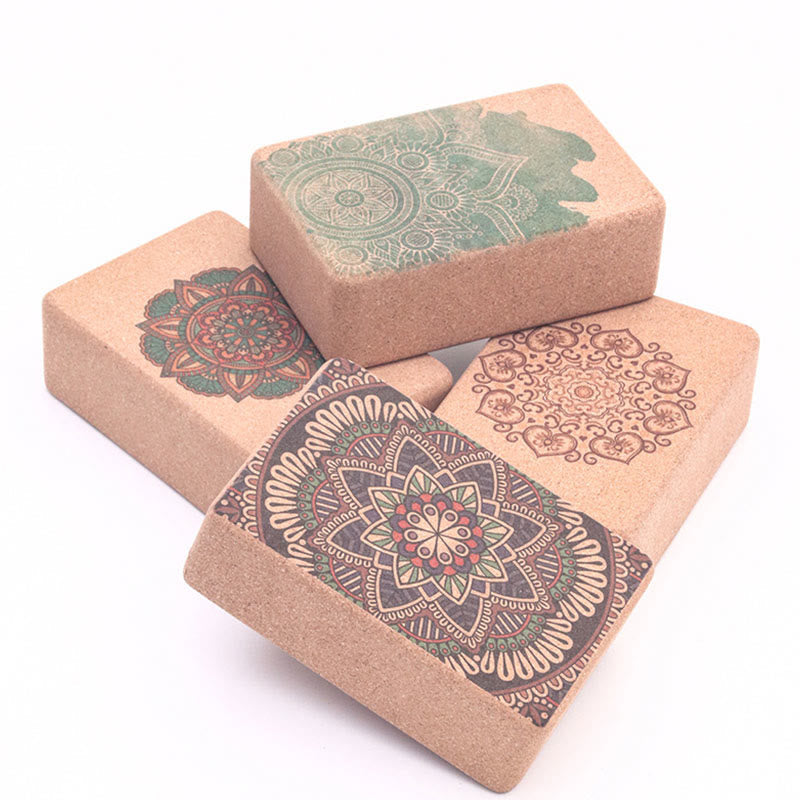 Buddha Stones Tibetan Mandala Mindful Yoga Cork Block Yoga Cork Block buddhastoneshop main