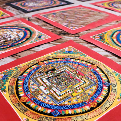 Buddha Stones Tibetan Handmade Thangka Mandala Painting Blind Box Random Color Pattern Tibetan Thangka BS 1