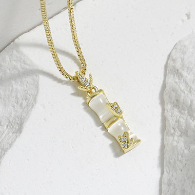 Buddha Stones Chalcedony Bamboo Pattern Harmony Necklace Pendant Necklaces & Pendants BS 3
