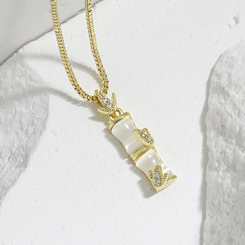 Buddha Stones Chalcedony Bamboo Pattern Harmony Necklace Pendant Necklaces & Pendants BS 3