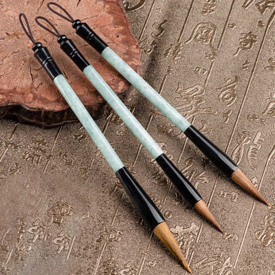 Buddha Stones Natural Jade Luck Chinese Calligraphy Brush Pen Chinese Writing Brush With Gift Box Chinese Writing Brush BS Chinese Writing Brush