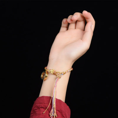 Buddha Stones Tibetan Handmade Luck Colorful String Single Double Wrap Braided Bracelet Bracelet BS 8