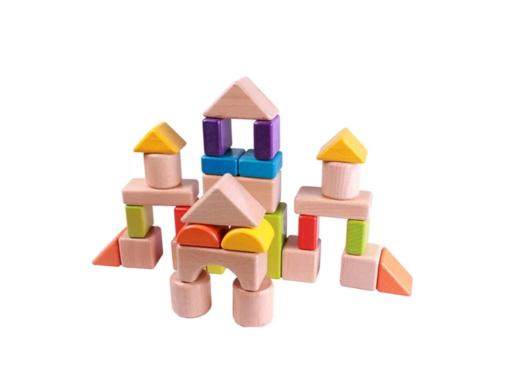 Fidtoy Coloured Wooden Blocks STEM Building Toy