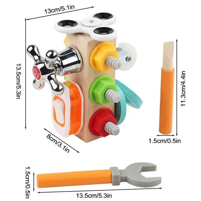 Kit d'outils combinés en bois pour cube d'activités - 046