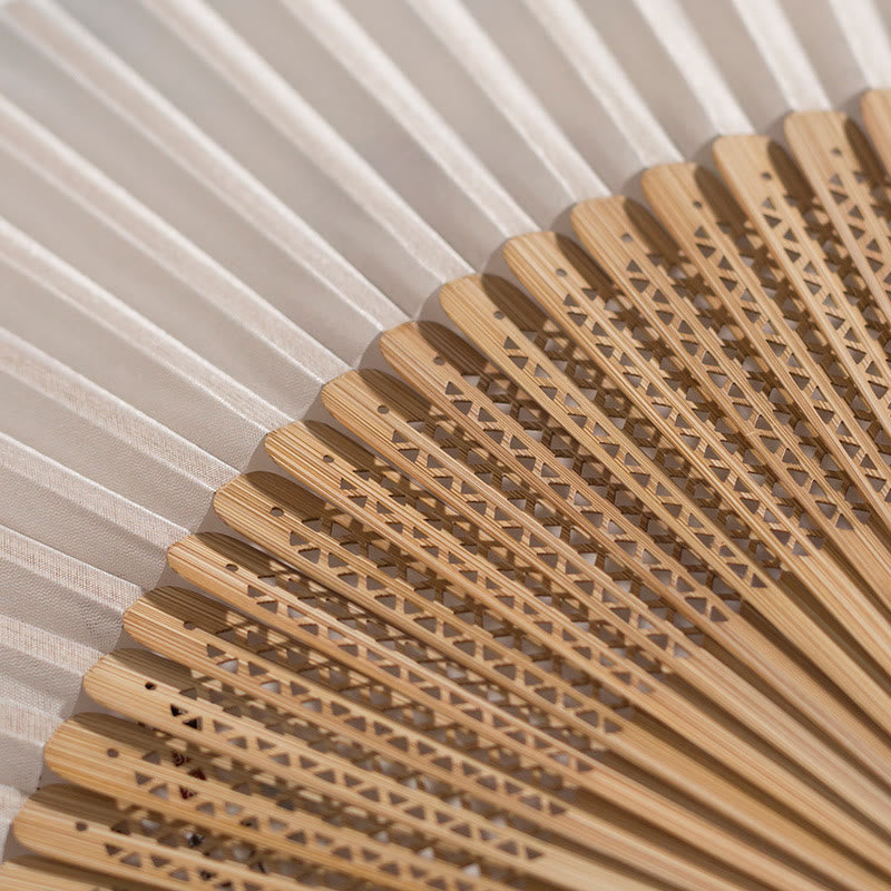 Buddha Stones Vintage Handheld Folding Fan With Bamboo Frames Folding Fan BS 18