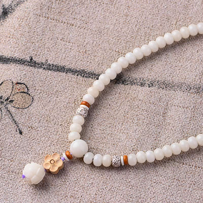 Bracelet de bénédiction lotus Bodhi en jade blanc tibétain Foviel