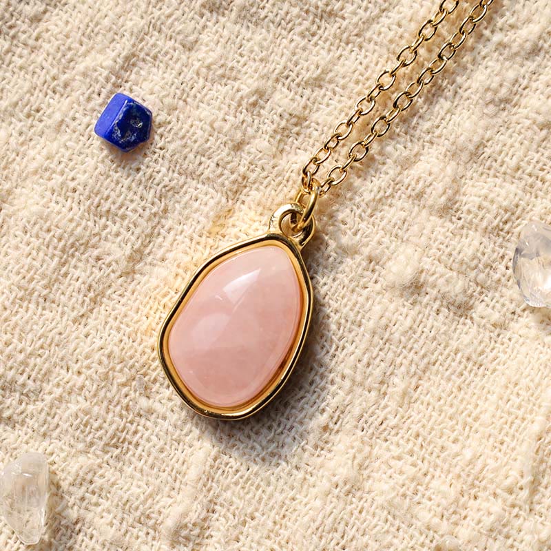 Foviel Natural Green Aventurine Amethyst Rose Quartz Blessing Necklace Pendant