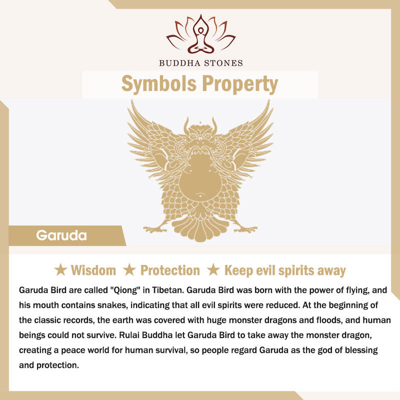Buddha Stones Tibet Dzi Bead Garuda Pattern Copper Metal Wealth Necklace Pendant Necklaces & Pendants BS 7