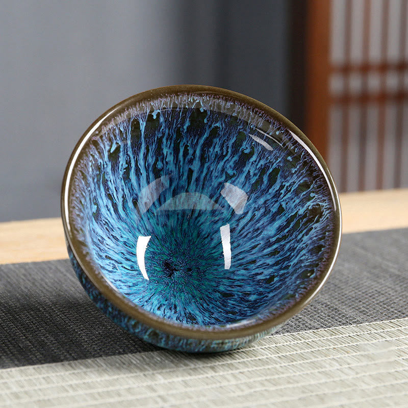 Buddha Stones Multicolor Ceramic Teacup Ocean Wave Tea Cups Cup BS Light Blue