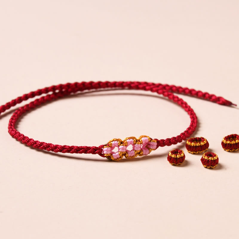 Buddha Stones Handmade Peach Blossom Protection Braided Rope Bracelet Bracelet BS 3