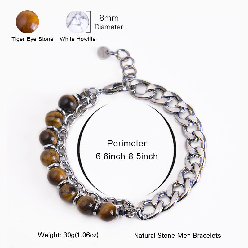 Buddha Stones Tiger Eye Picasso Jasper Frosted Stone Strength Bracelet Bracelet BS 5