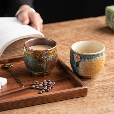 Buddha Stones Sunflower Kiln Change Ceramic Coffee Mug Tea Latte Espresso Coffee Cup 250ml Coffee Mug BS 1