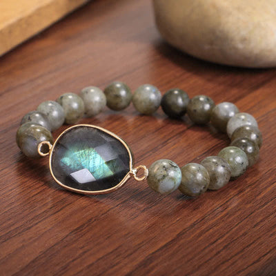 Buddha Stones Natural Labradorite Moonstone Support Healing Beaded Bracelet Bracelet BS 3