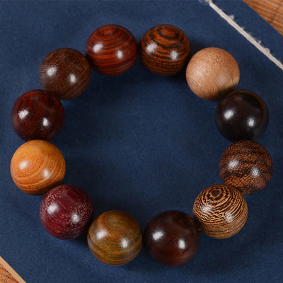 Buddha Stones Multicolored Sandalwood Protection Healing Bracelet Bracelet BS 20mm*12 Beads