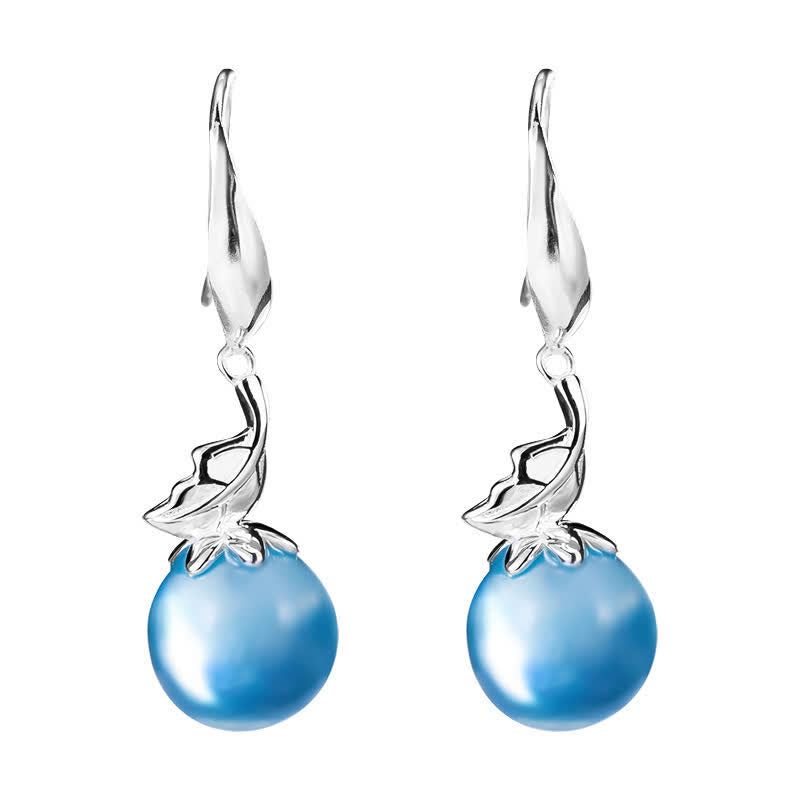 Buddha Stones 925 Sterling Silver Natural Aquamarine Leaf Flower Peace Earrings Necklace Earrings BS 7