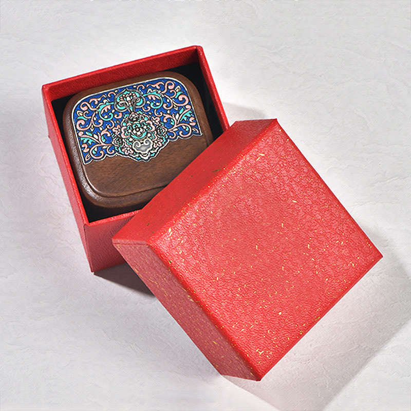 Buddha Stones Retro Handmade Black Walnut Wood Ring Jewelry Storage Box Leaf Wooden Gift Box Jewelry Storage Box BS 14