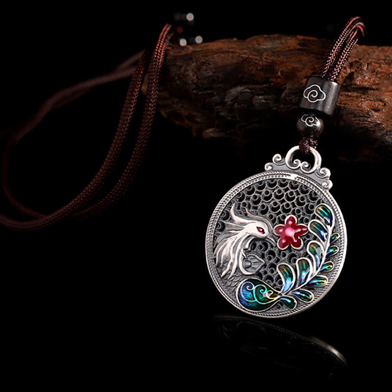 Buddha Stones 990 Sterling Silver Phoenix Luck Protection Necklace Pendant Necklaces & Pendants BS 3