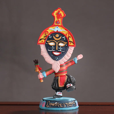 Buddha Stones Tibetan Opera Face Mask Puppet Home Office Car Decoration Ornament Desk Decoration BS 9