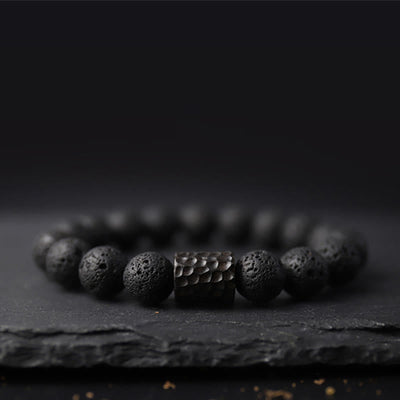 Foviel Lava Rock Ebony Wood Tiger Eye Healing Bracelet