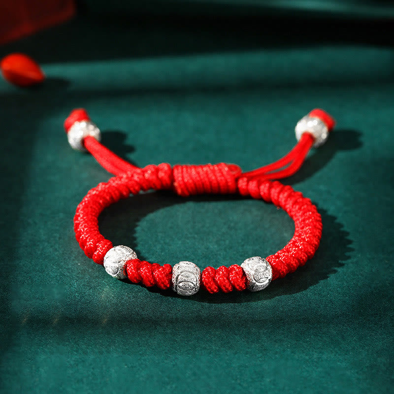 Foviel 925 Sterling Silver King Kong Knot Multicolored Red String Strength Handmade Braided Kids Child Bracelet