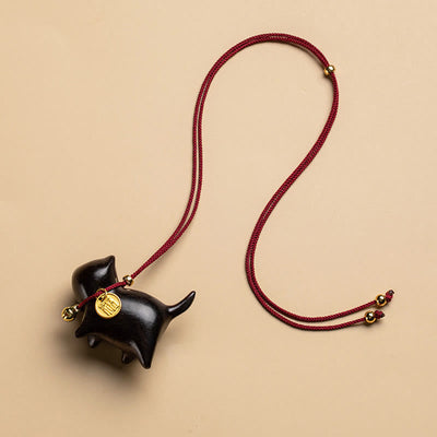 Buddha Stones Ebony Wood Green Sandalwood Lucky Cat Fu Character Lucky Fortune Bell Balance Car Hanging Decoration Car Hanging Decoration BS 5