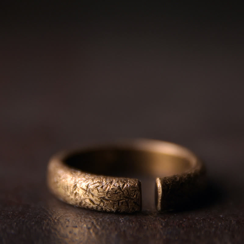 Buddha Stones Tibetan Vintage Texture Design Copper Luck Couple Ring Ring BS 3