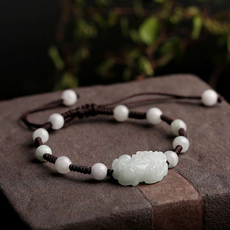 Bracelet porte-bonheur Pixiu en jade naturel Foviel