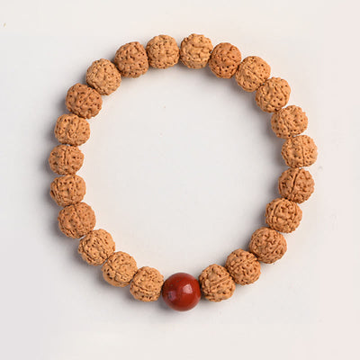 Buddha Stones Tibet Rudraksha Bodhi Seed Wealth Auspiciousness Bracelet Bracelet BS Rhodochrosite