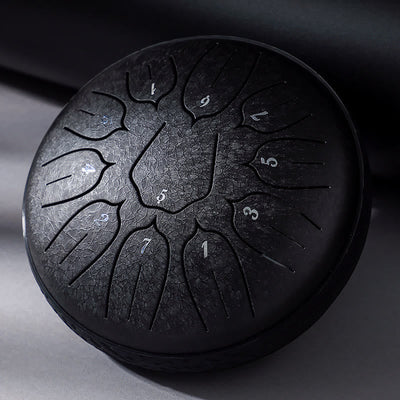 Buddha Stones Steel Tongue Drum Sound Healing Meditation Yoga Lotus Drum Kit 11 Note 6 Inch Tongue Drum BS Black