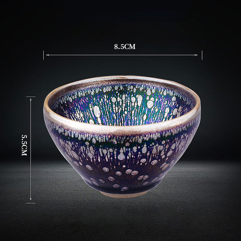 Buddha Stones Handmade Chinese Jianzhan Purple Glaze Ceramic Teacup Ceramic Tenmoku Kung Fu Tea Cup Jian Zhan Tea Cup BS 3