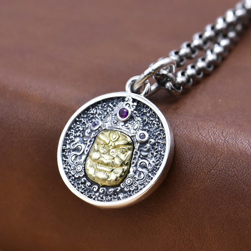 Foviel 925 Sterling Silber Zakiram Göttin des Reichtums Dorje Vajra spirituelle Halskette Anhänger